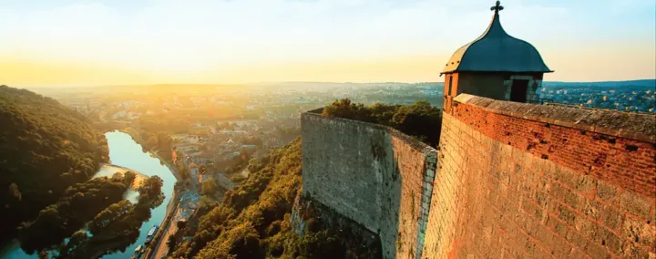 coucher de soleil sur la citadelle de Besançon