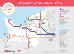 La carte du réseau ferré en Normandie